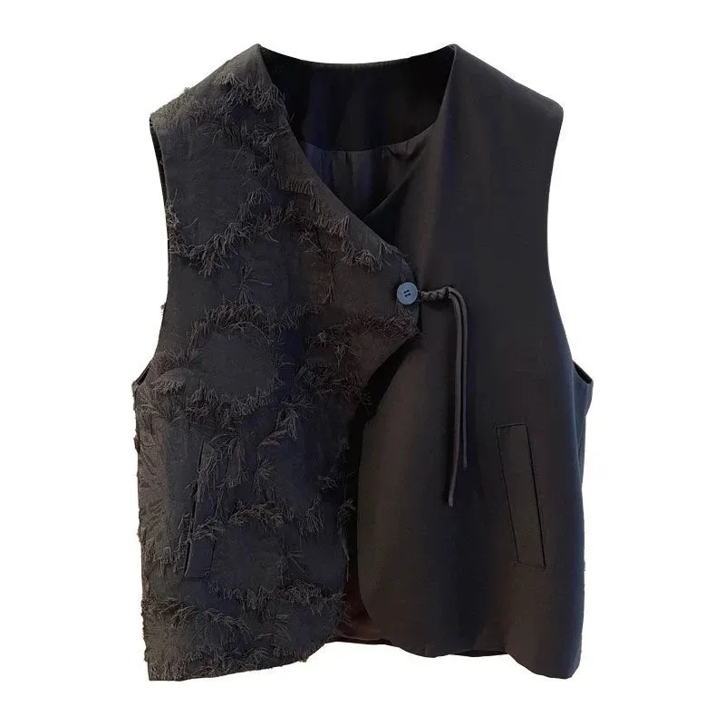 

Женский жилет, куртка, лето 2021, темперамент, элегантная корейская версия, женский черный жилет, пальто, модные топы для отдыха