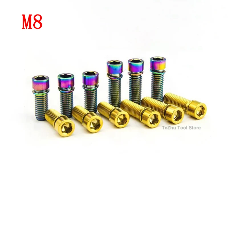 

1Pcs Titanium Alloy Bolts M8x20 25mm Hexagon Socket Head Cap Screws With Gasket For Bicycle Multiple Colors