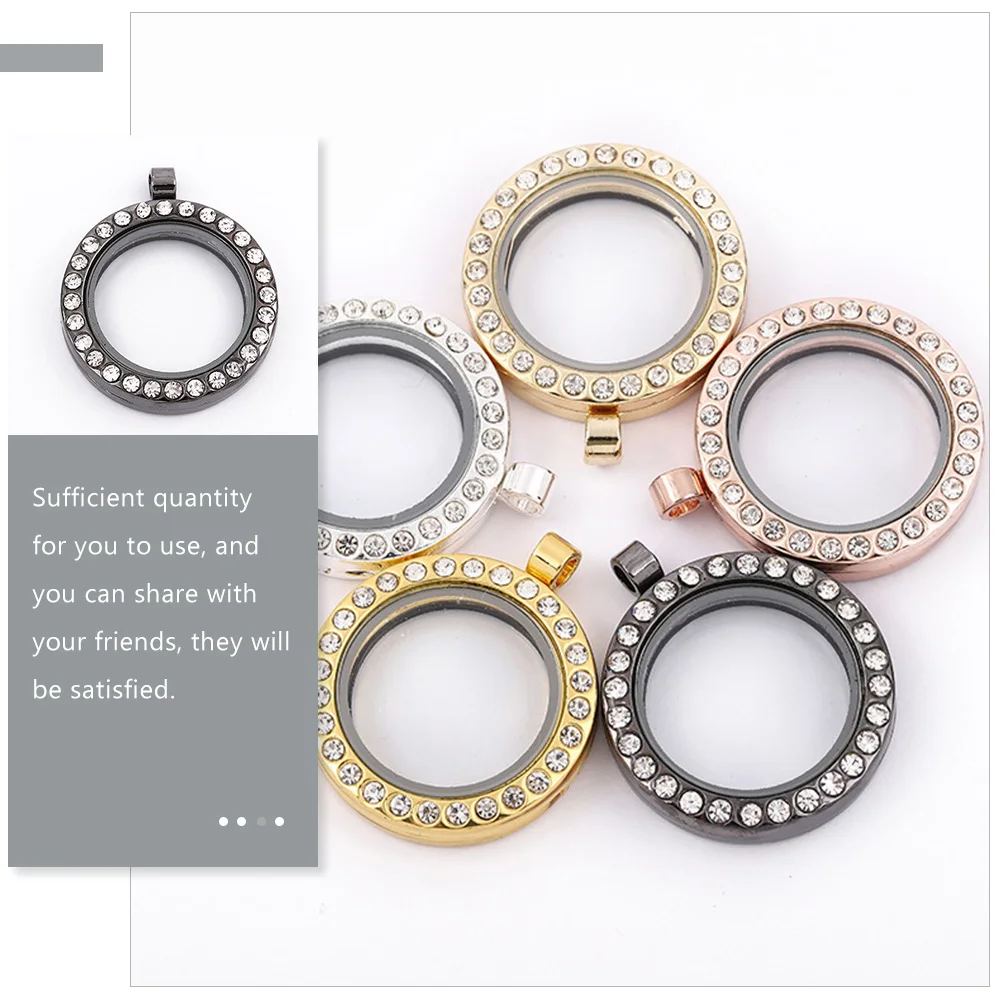 

4pcs Photo Pendant Small Trays Jewelry Alloy Bezel Glass Open Back Locket Charm Rhinestone Picture Frame Necklace Pendant Photo