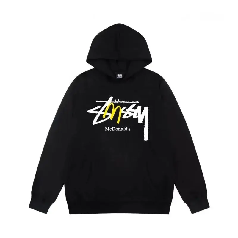 

Trendy Brand Autumn and Winter Pure Cotton Letter Pattern Printed Hooded Sweater Loose Long-sleeved Men's and Women's Tops