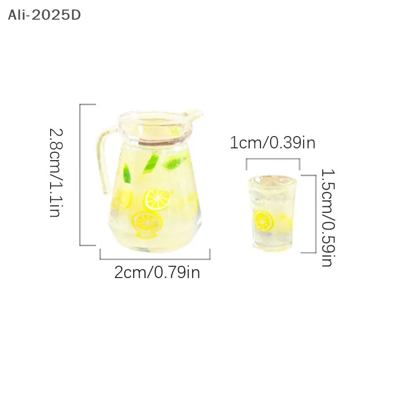 

1Pc/3Pcs 1:12 Dollhouse Miniature Lemon Juice Jug Cup Set Model Toy Doll Drink Decor Toy Doll House Mini Kitchen Scene Ornament