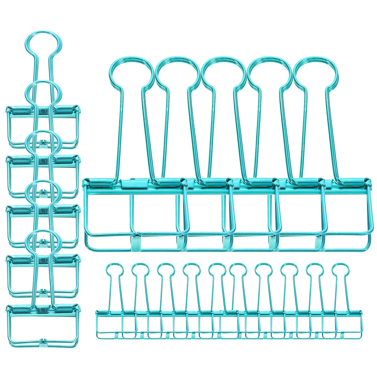 

20pcs Binder Assorted Sizes 2 Inch Blue Paper Clips Small Office Supplies Stainless Steel File Clips Multi Function Organize