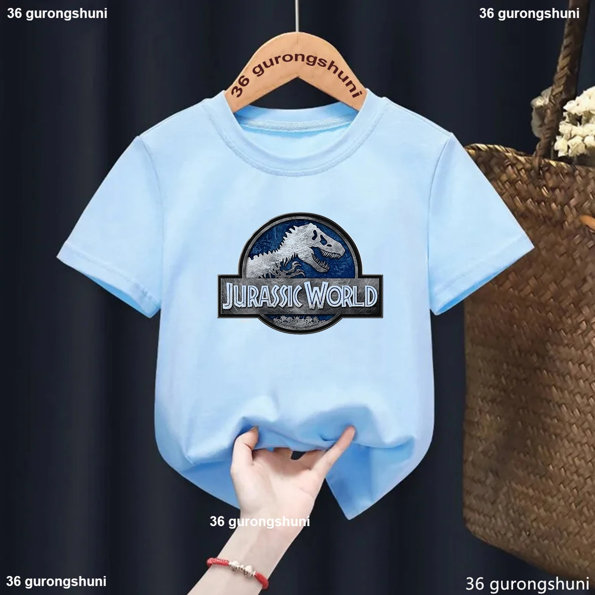 Детская футболка с забавным графическим принтом динозавра Мира Юрского периода 2024, летние топы, одежда для девочек в стиле Харадзюку, футболки с коротким рукавом