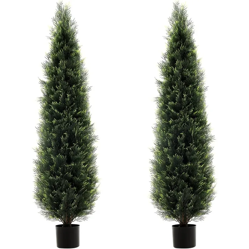 2 Pack 5ft(60 ”) Artificialtopiary Bomen Kunstmatige Struiken Cipressen Boom Buiten Kunstmatige Struiken Nep Planten Uv Beoordeeld