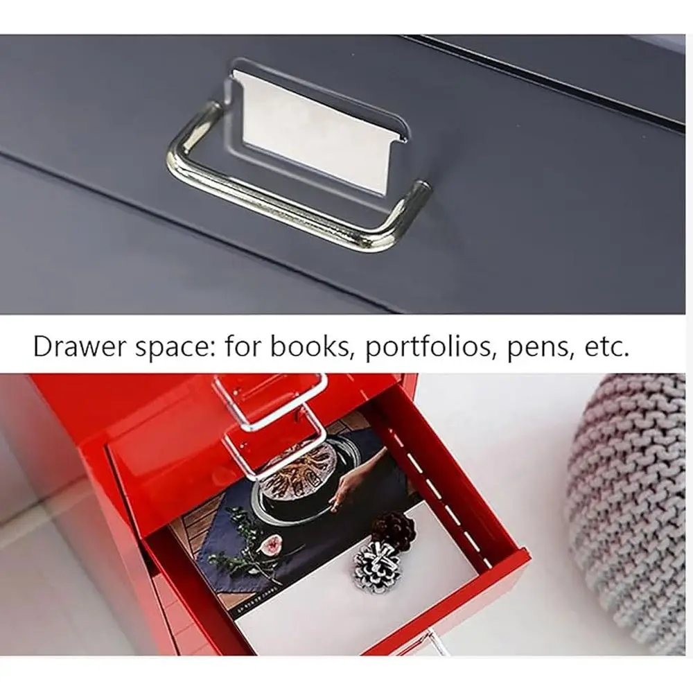 خزانة تخزين بمشبك معدني مكونة من 6 طبقات بعجلات، باللون الأحمر، مقاس 28 × 41 × 69 سم للمكتب والصالة والدراسة