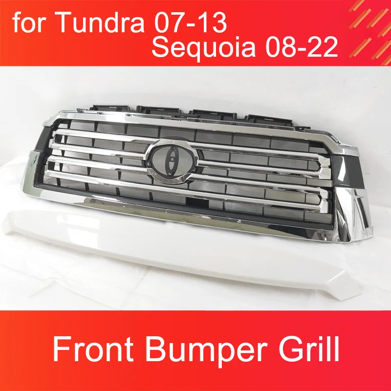 Front Chrome Bumper Grill for Toyota Tundra 2007-2013 Sequoia 2008-2022 Chrome Decorationfront Grill Accessories