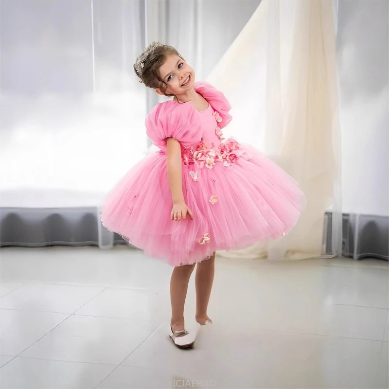 

Dress For Girls Party Kids Costume Sweet Princess Dresses Large Petal Tulle Gown Children Holiday Performance Tutu Skirt Costume