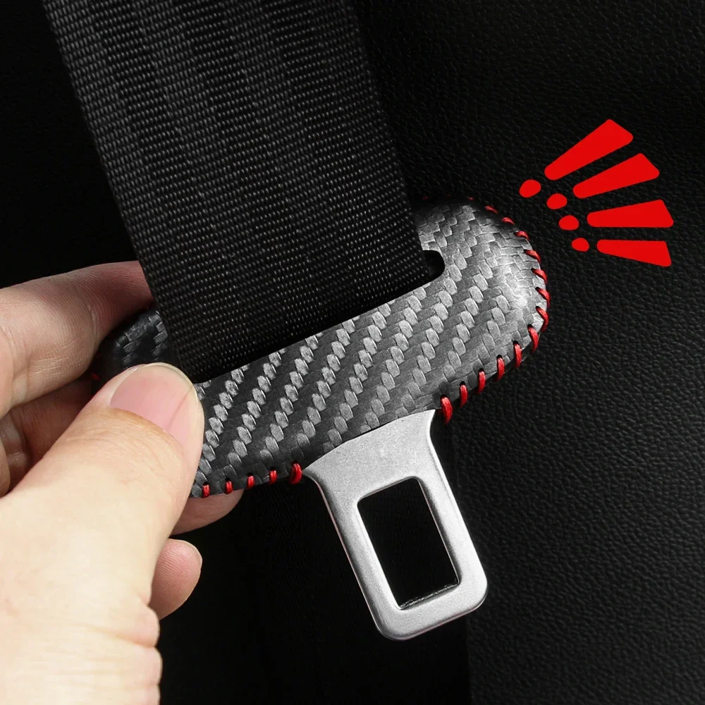 Carbon Fiber Universal Car Seat Belt Buckle Clip Protector leather Interior Button Case Anti-Scratch Cover Safety Accessories