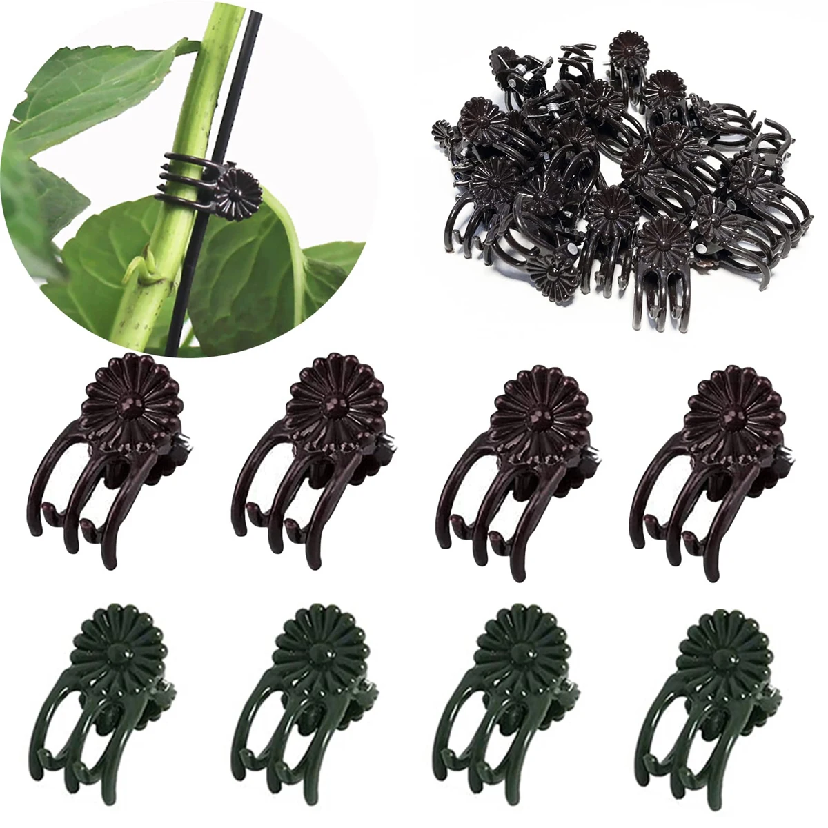 

50Pcs Orchid Clips for Plants Support Flower and Vine Grow Upright Green Holders Supporting Stems Garden Supplies