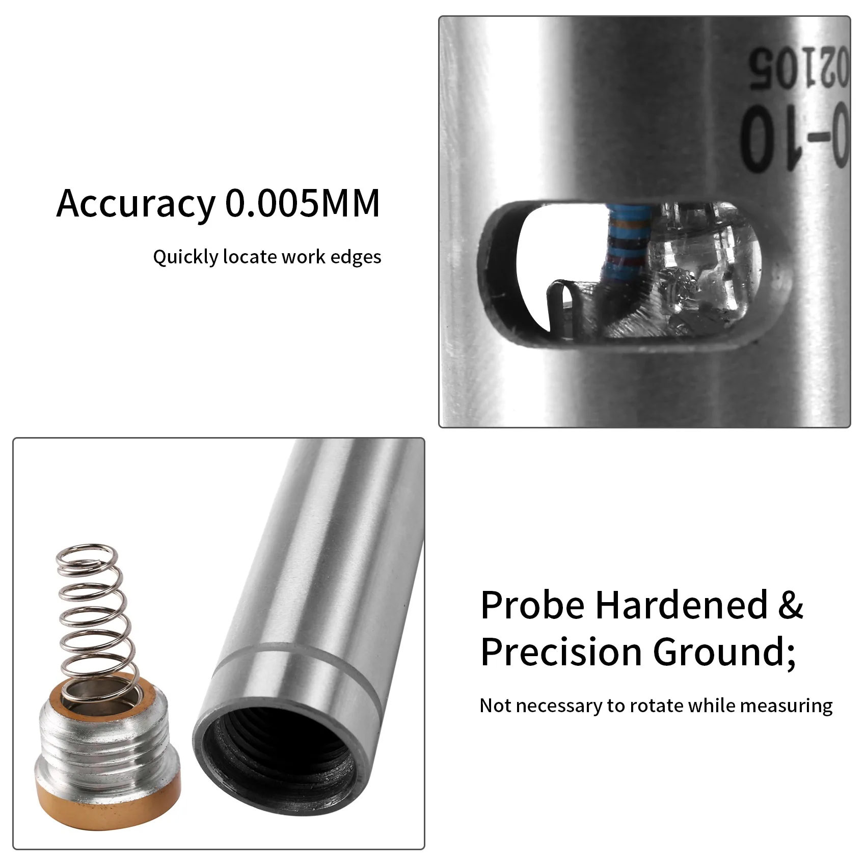 CQMF-Electronic Edge Finder Led Beep Contact Point Sensor Probe Hardened Precision Ground For Cnc Machine Milling