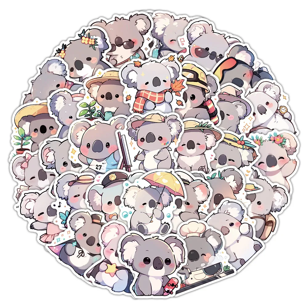 

54Pcs Cartoon Koala Graffiti Stickers Small Animal Stationery Box Children's Stickers
