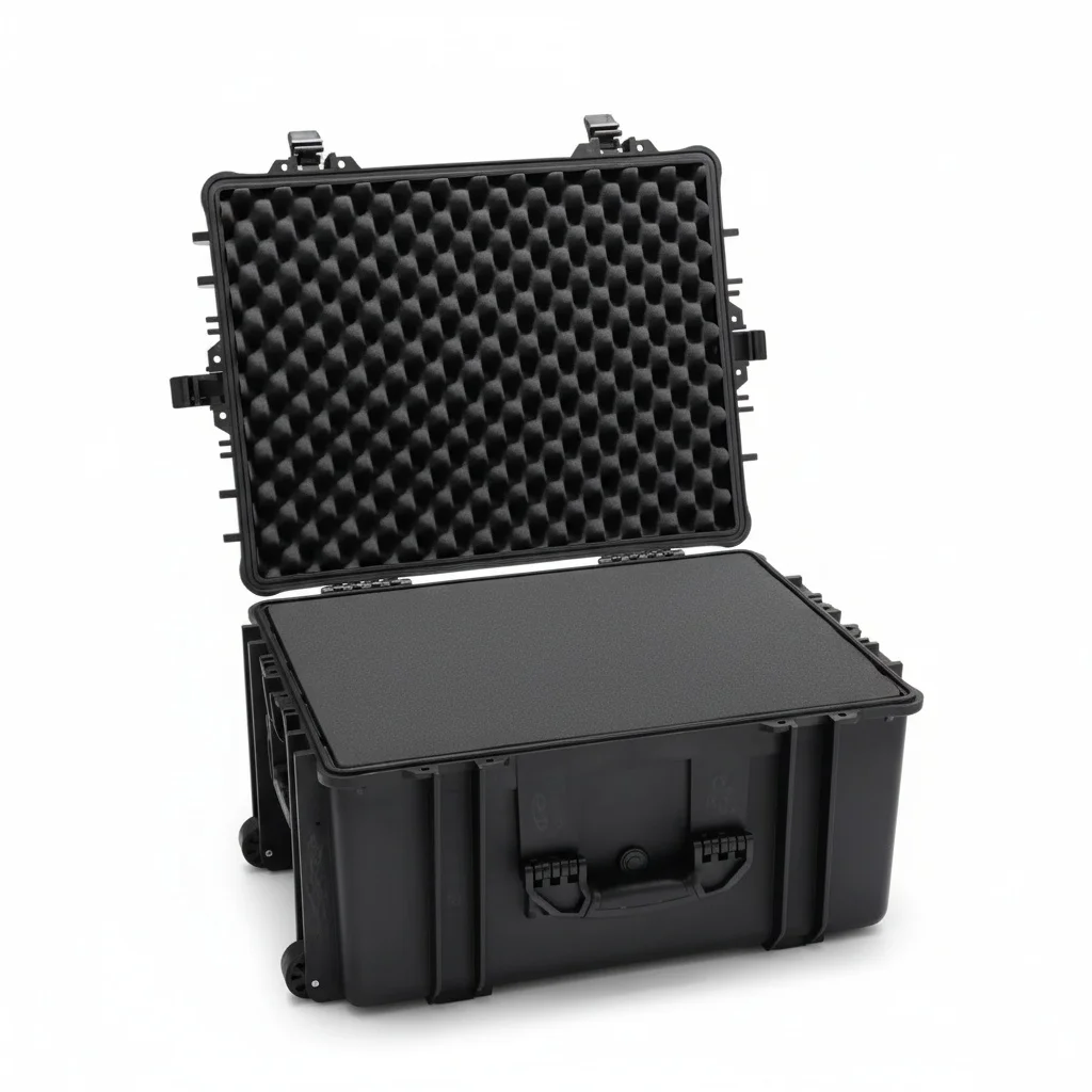 

IP67 Waterproof Equipment Case with Wheels, TSU-1 Resin Hard Plastic Case, Shockproof Transport Box with Foam, 584x440x328mm
