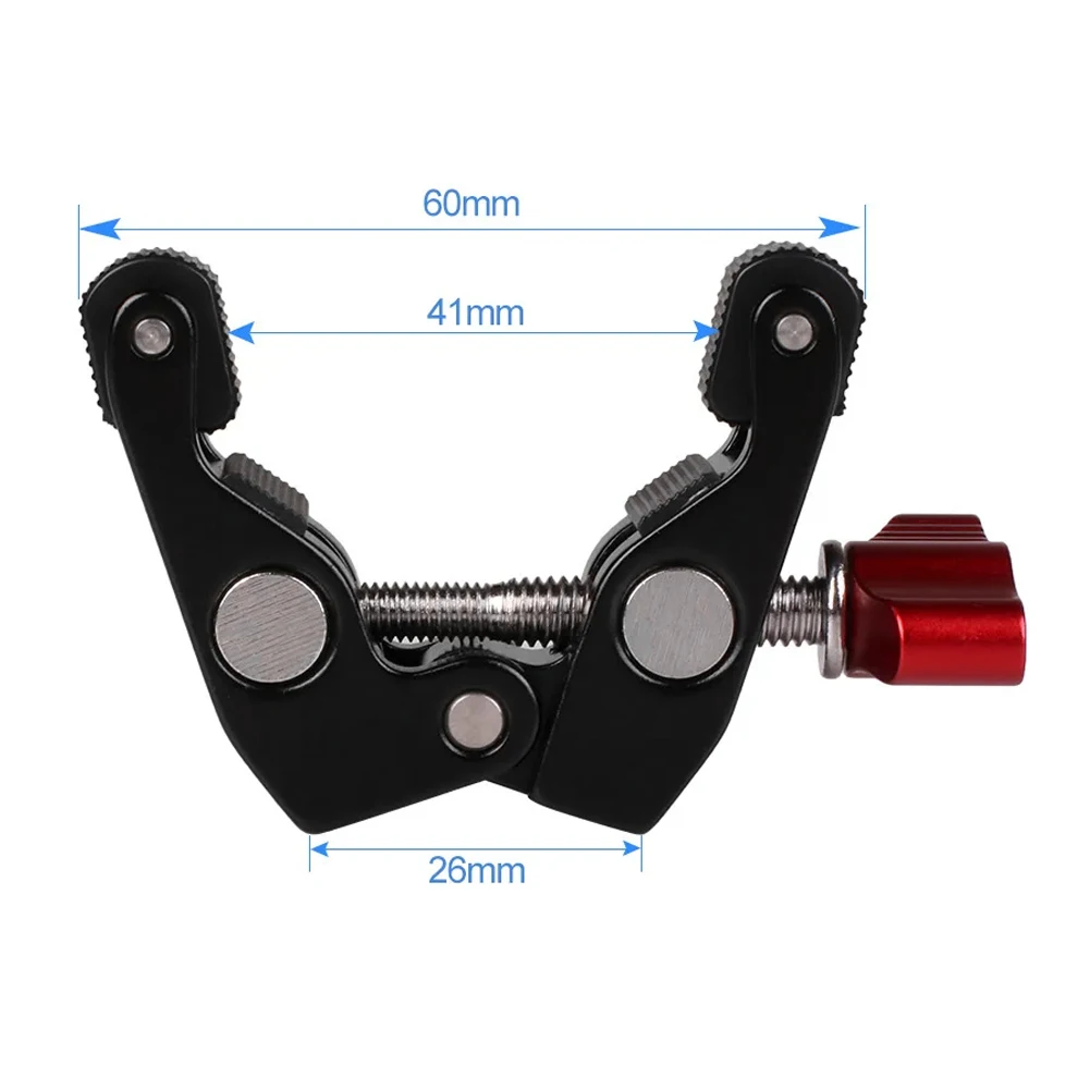 ตัวหนีบโลหะแบบ Super Clamp พร้อมเกลียวขนาด 1/4 นิ้ว และ 3/8 นิ้ว คลิปหนีบ Magic Arm Clamp ตัวยึดแบบ Super Holder สำหรับกล้อง DSLR จอภาพ ไฟ LED และไมโครโฟน