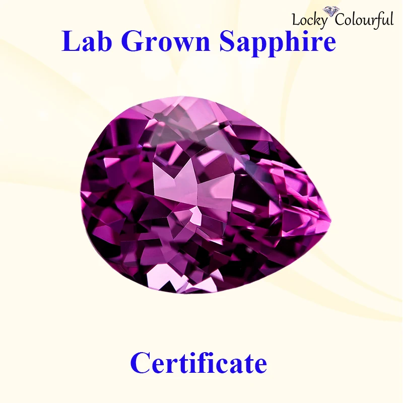 

Lab Grown Sapphire Hot Pink Color Pear Shape Top Quality Charm Beads Selectable AGL Certificate for Diy Jewelry Making Necklace