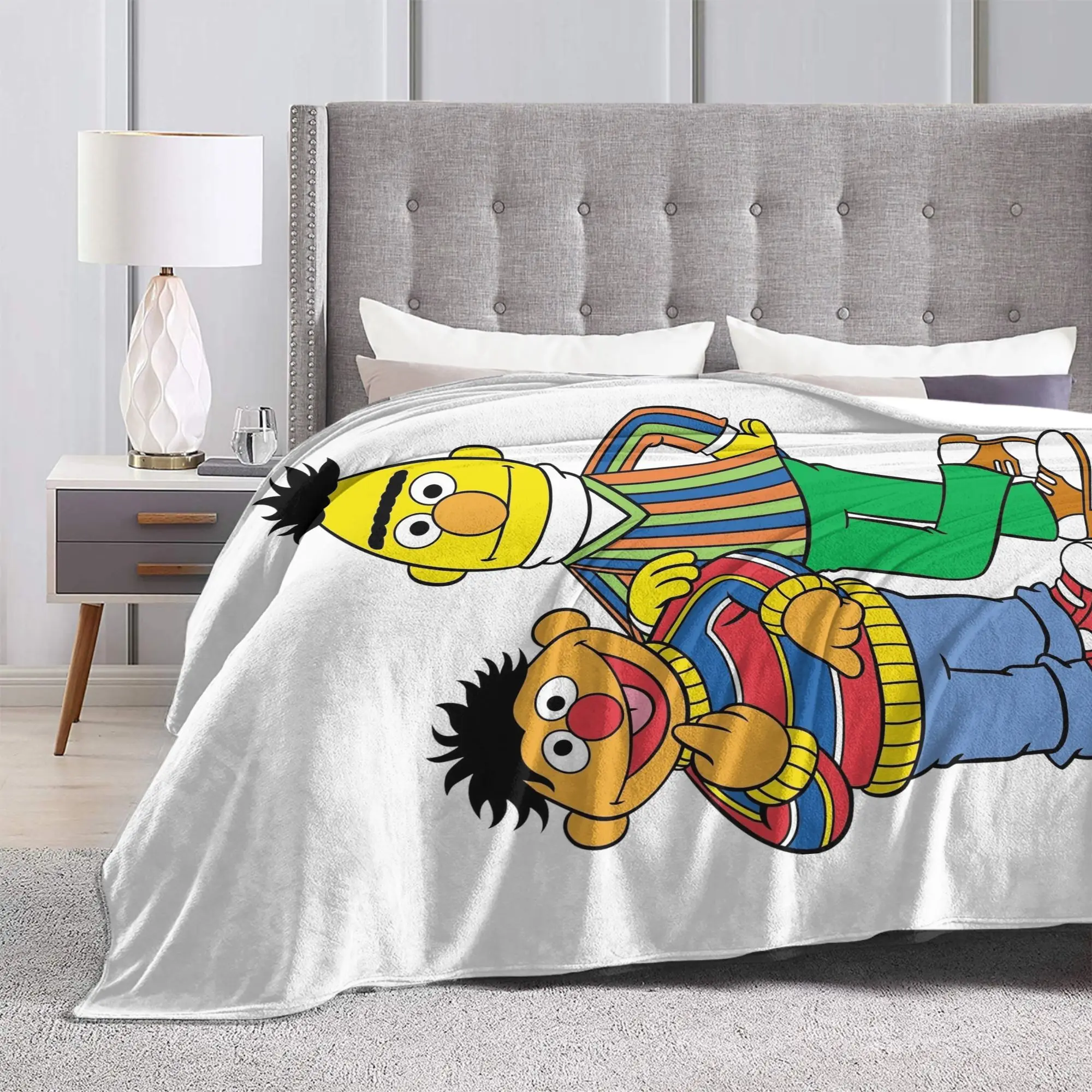 sesame street friends Blanket Cover Flannel  Super Soft Throw Blankets for Bedding Couch Bedspread