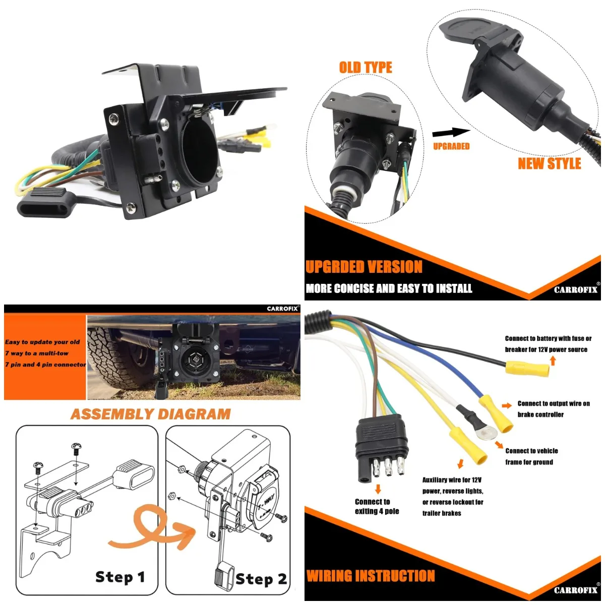 

Универсальный комплект разъемов адаптера проводки прицепа с 4-сторонним до 7-контактного лезвия для автофургона и 4-сторонней плоской женской проводки прицепа