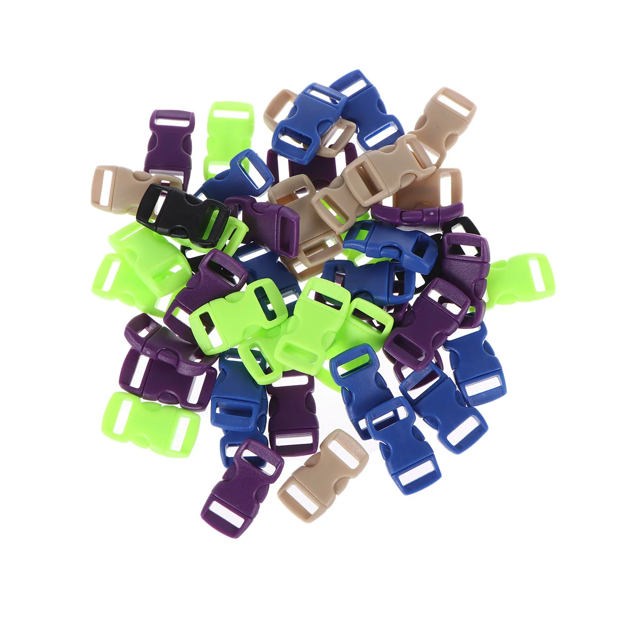 

50pcs Plastic Strap Buckles Adjustable Multicolored Side Release Buckles Clips for Bracelets Dog Collars Webbing (Rando