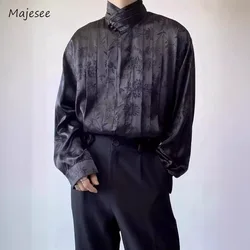 Women Long Sleeve Folds Shirts Fashionable Smooth Temper Unique Streetwear Chinese Designed Casual Single Breasted Tops Tender