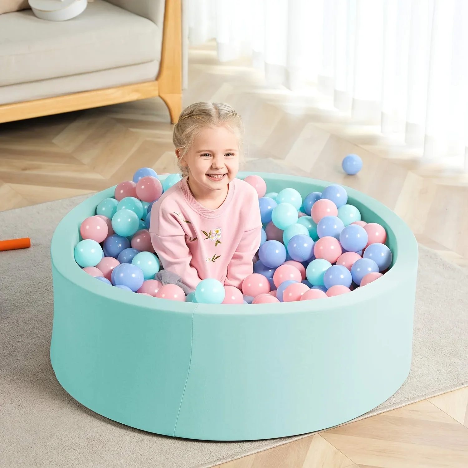 1pc crianças bola pit 89.99 cm grande esponja macia cercadinho interno com bolha jogo cerca dobrável armazenamento texturizado aperto seguro não tóxico