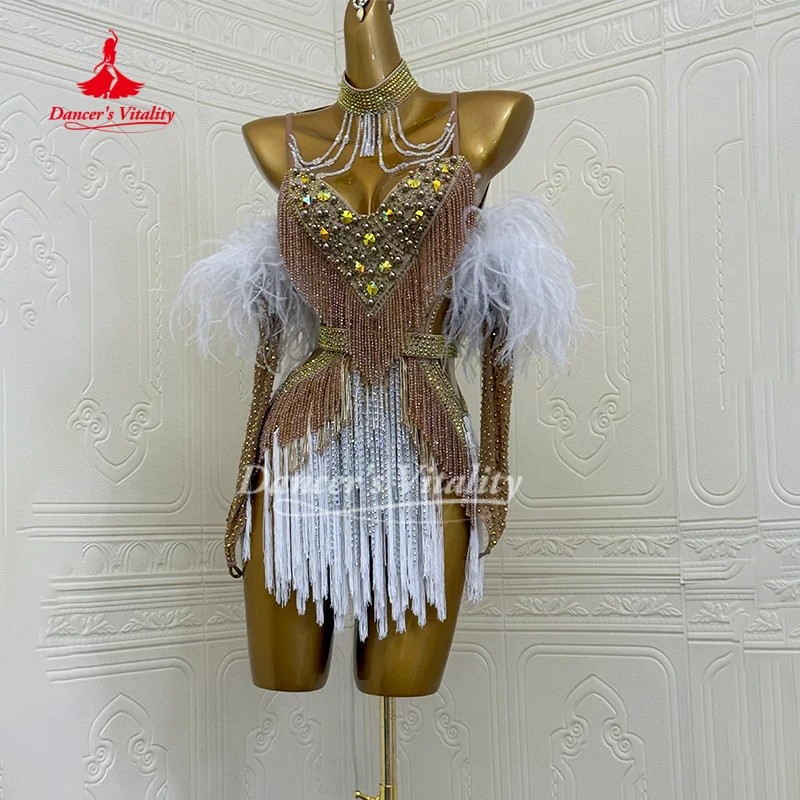Lateinamerikanische Tanzkleider: Sexy rückenfreies Fransenkleid für Erwachsene und Kinder – Maßgeschneidertes High-End-Luxus-Wettkampfkostüm für Tänzerin-Vitalität