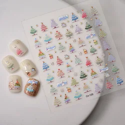 Pegatinas de árbol de Navidad para uñas, 1 hoja de 8x9,5 cm, calcomanías autoadhesivas para manicura, CO-120 deslizantes