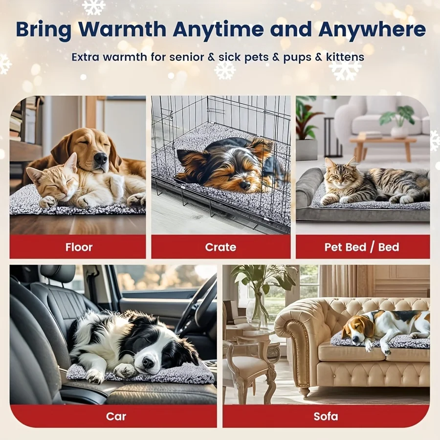 Winter Detachable Pet Heating Pad Washable Pet Mat for Cats and Dogs Thermal Insulation Heating Warm Pad Reusable Pet Mat for view 5