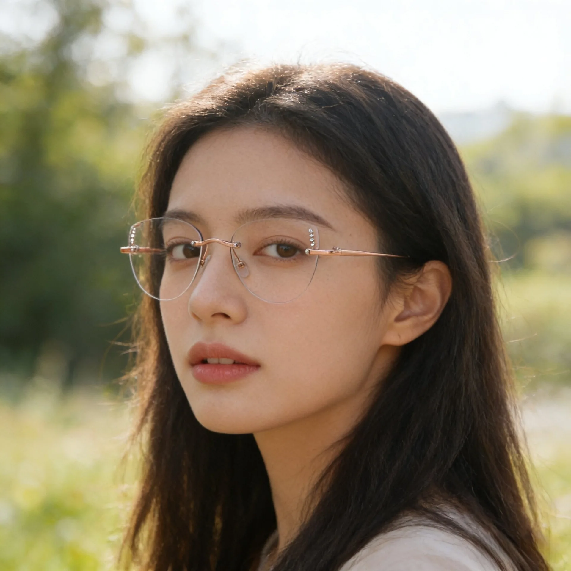 KLASSNUM Rimless Minus Diopter Glasses Women Trendy Cat Eye Photochromic Chameleon Myopia Lenses Glasses-1.0-1.5-1.75-2.0-2.75-3