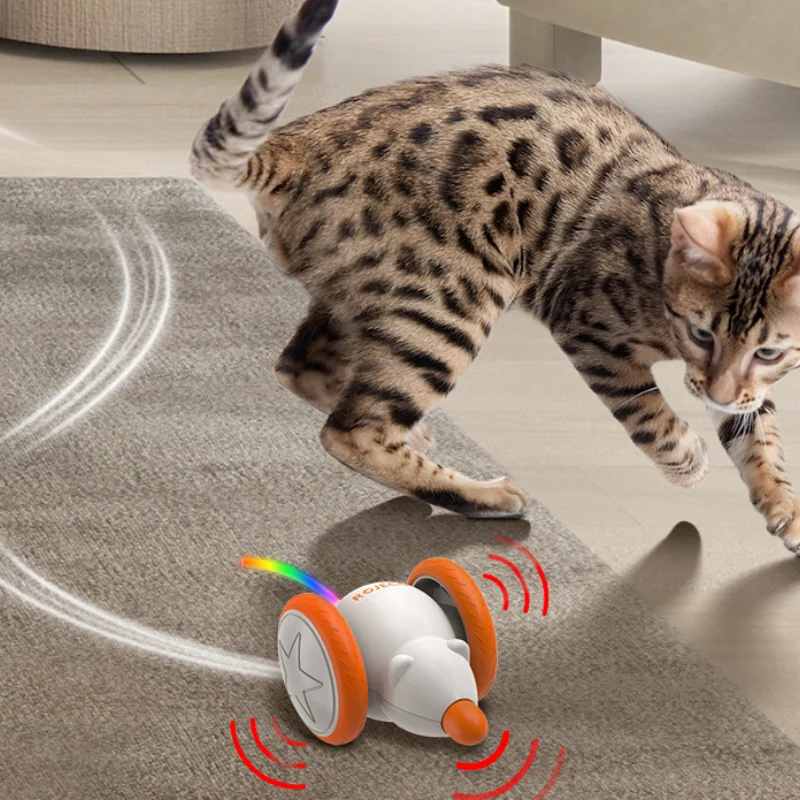 Automatic Cat Toys Interactive Pet Smart Mouse Cat Player LED Rechargeable Mouse Indoor Toy Cat Accessories