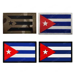 IR Reflective Cuba Flag Patch Cuban Flags Embroidery Stripe Appliques PVC Rubber Shoulder Decorative Badges For Clothing Jacket