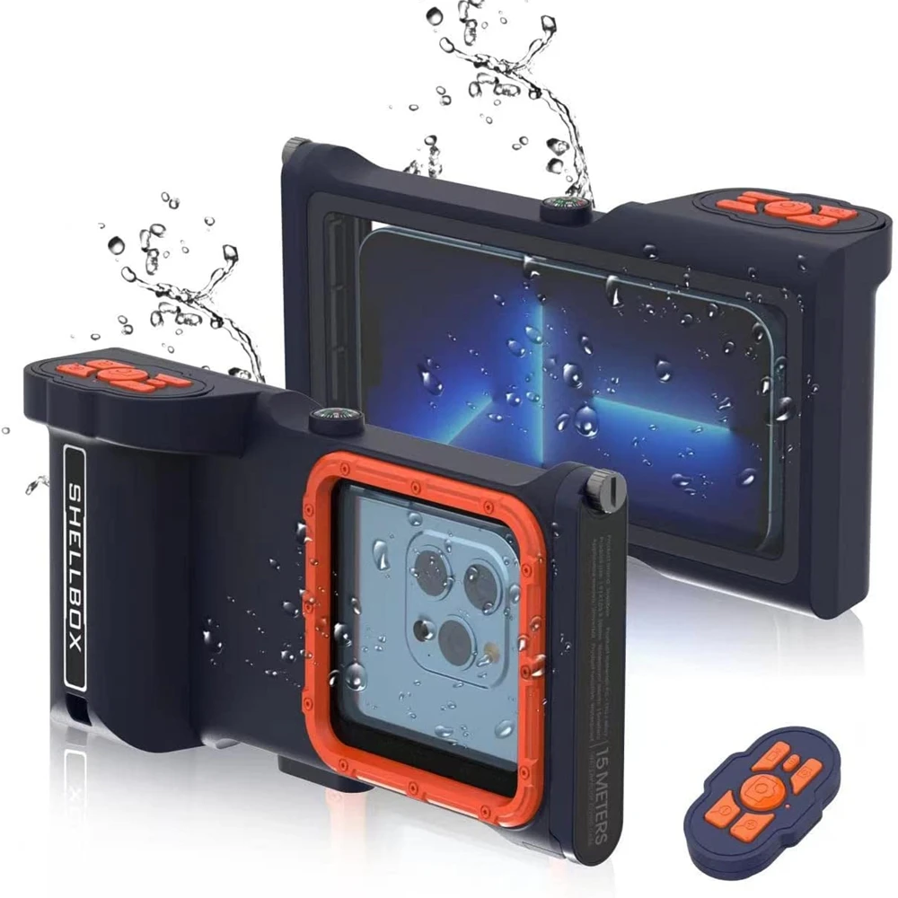 Shellbox Underwater Snorkeling Diving Waterproof Case para Samsung S23 Ultra Abaixo 6.7inch Universal Bluetooth Connection Control