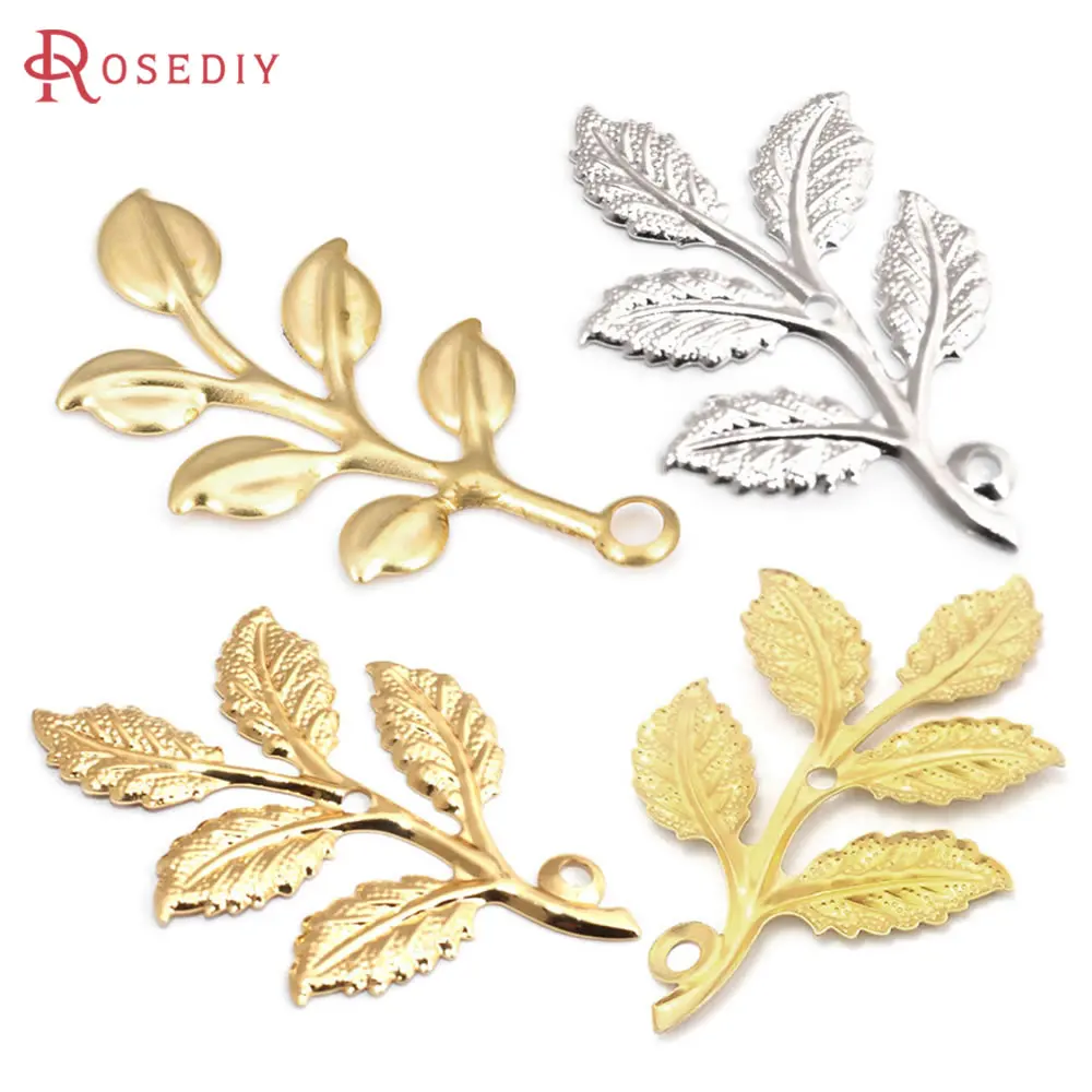 

18K Gold Color Not Plated Color Brass Tree Leaves Charms Pendants Jewelry Making Supplies Earrings Diy Accessories