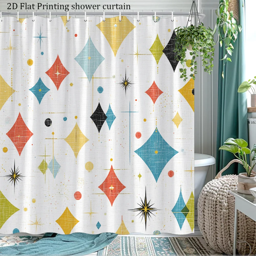 

Stylish Geometric Abstract Waterproof Shower Curtain Liner Modern Bathroom Decoration Home Decor for Master Bath