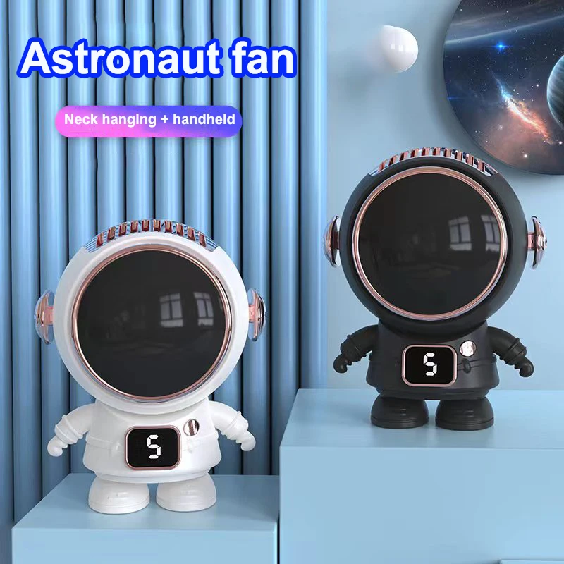 

2024 New Cartoon Astronaut Fan USB Charging Portable Handheld Fan Bladeless Mini Outdoor Sports Neck Hanging Fan