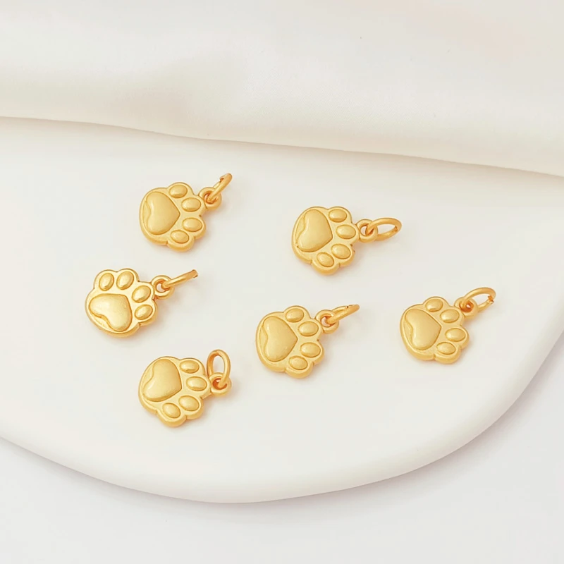 6 Pieces 18K Gold Curved Cat Paw Print Cute Jewelry Pendant  Handmade DIY Bracelet Necklace Brass Pendant Accessories