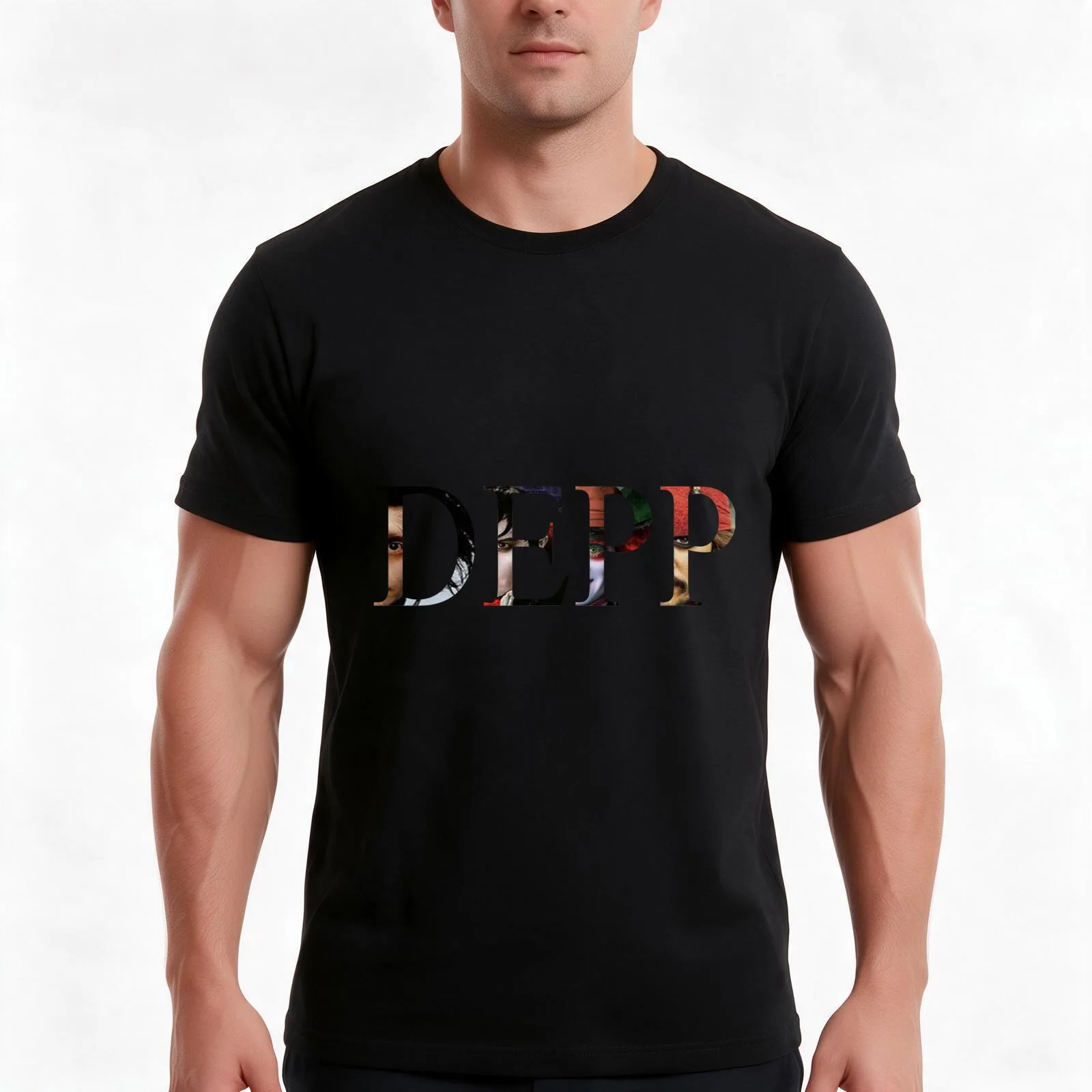 Depp - Sticker T-Shirt, Summer Casual Cotton Tee, Oversized Streetwear Tops, Vintage Graphic Print, Loose Fit Short Sleeve