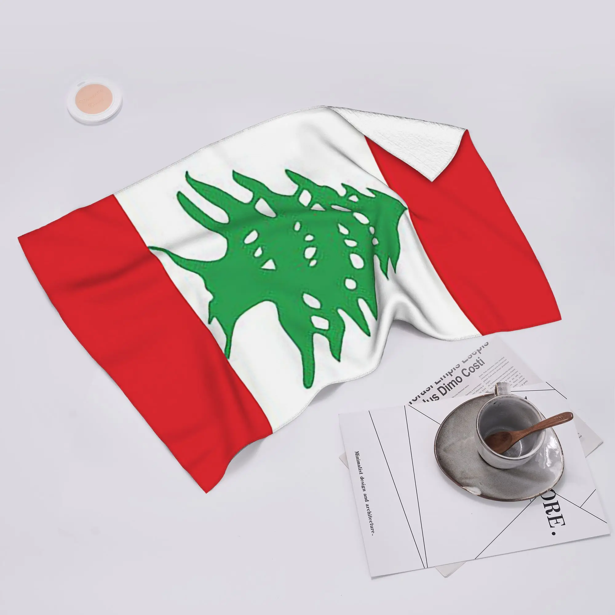 Custom Flag of Lebanon Soft Face Towel Quick Dry Pool Bath Cotton Towels Absorbent Quick
