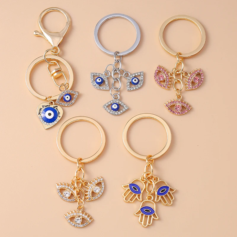 

Fashion Lucky Evil Eyes Keychain Crystal CZ Key Ring Pendant for Women Girl Handbag Decor DIY Key Chains Jewelry Gifts