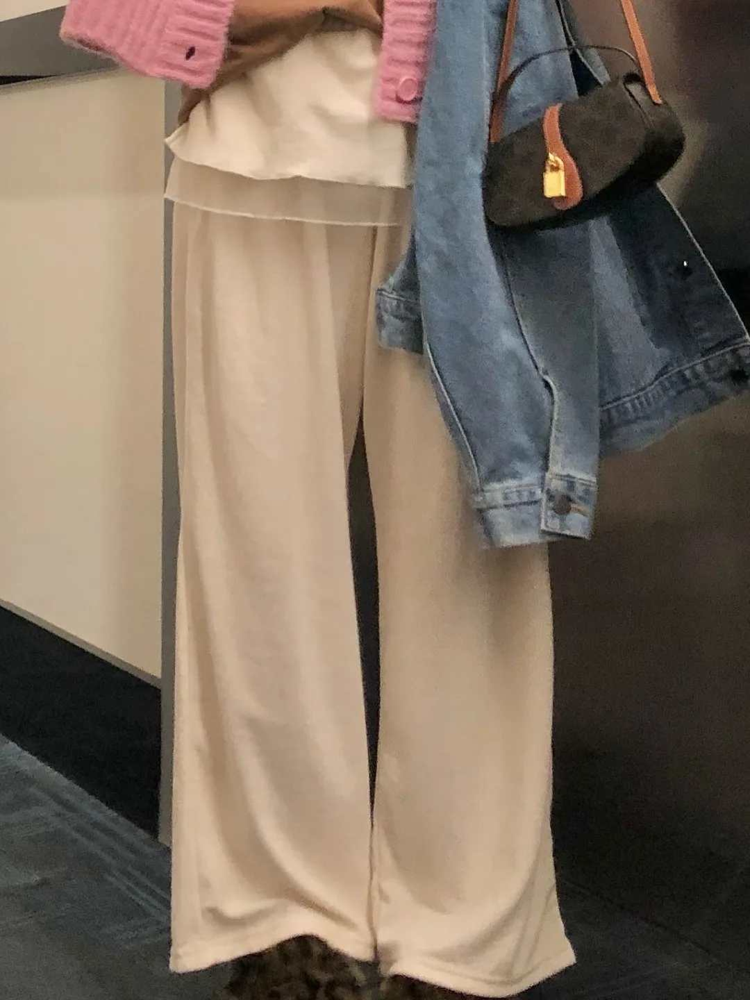 한국 스타일 하이웨이스트 플리츠 이중 레이어 스커트 스트레이트 레그 팬츠 여성용 봄 신상 에이지리스 개성 캐주얼 바지