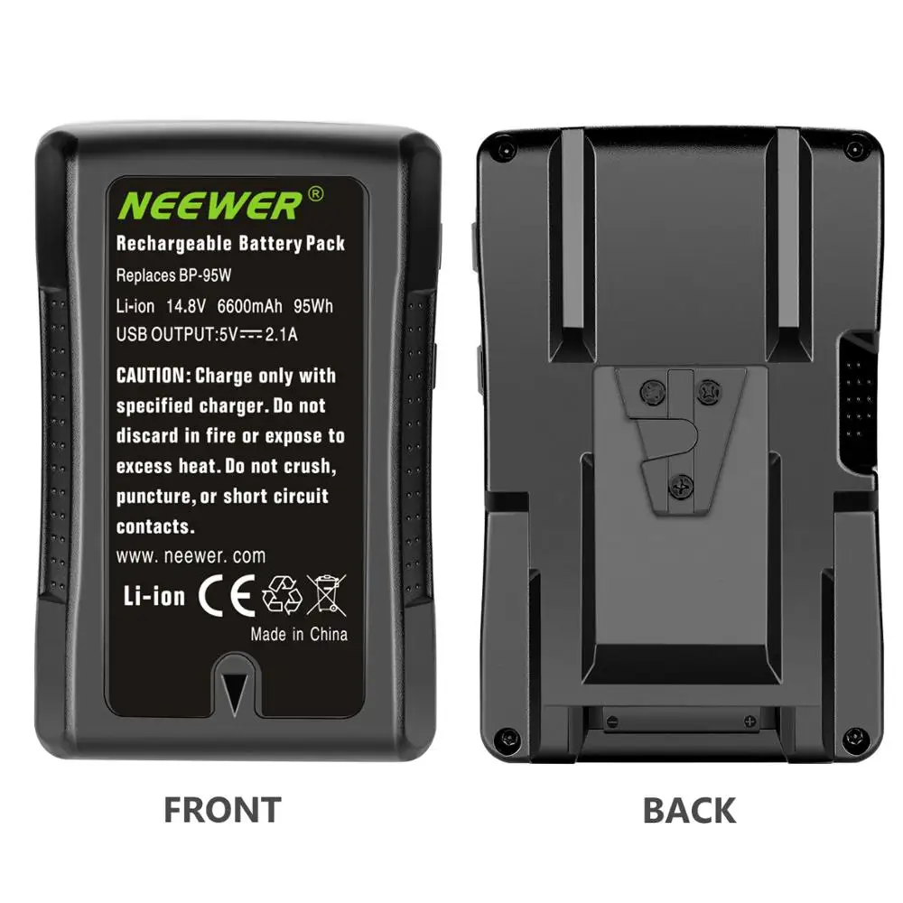 Neewer V Mount/V Lock Battery - 95Wh 14.8V 6600mAh Rechargeable Li-ion Battery for Broadcast Video Camcorder,For  HDCAM