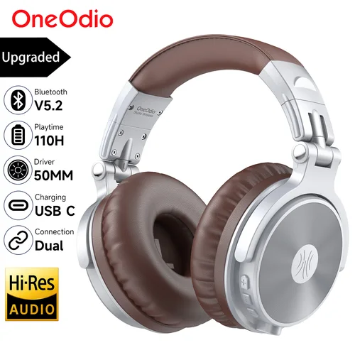 Oneodio Upgrade Pro C auriculares inalámbricos Bluetooth 5,2 sobre la oreja tipo C auriculares deportivos Bluetooth con micrófono Audio de alta resolución 110 horas