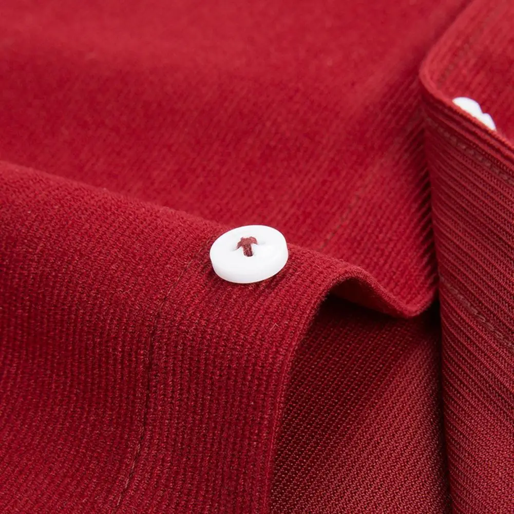 

2025 M-3XL Men Slim Fit Corduroy Shirt Lapel Long Sleeve Shirt Tops Solid Color Pockets Casual Shirt Office Workwear Men Shirts