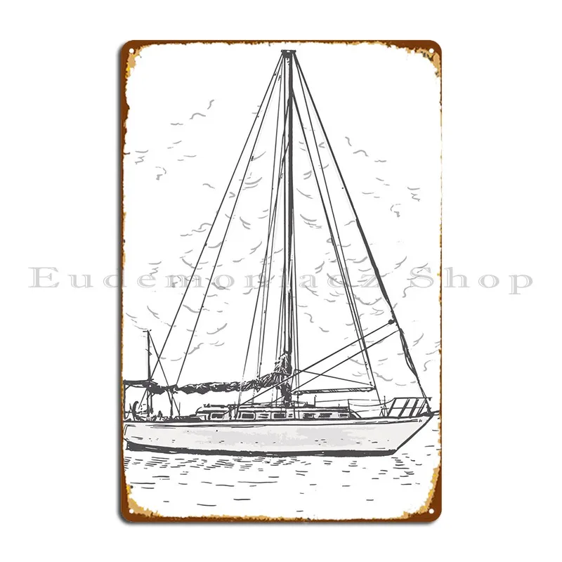 Ship Sailboat Maritime Metal Plaque Poster Printed Pub Wall Decor Decoration Living Room Tin Sign Poster