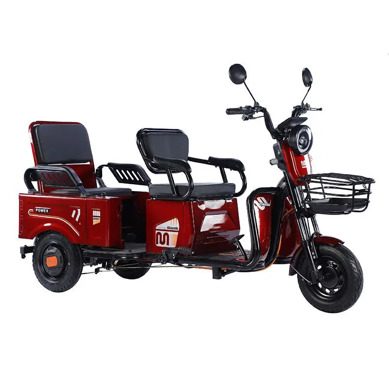 Adults' Electric Tricycle 600W Brushless Rear Hub Motor Stainless Steel Frame 48V/60V/72V Lead Acid Battery 3-Speed Gears