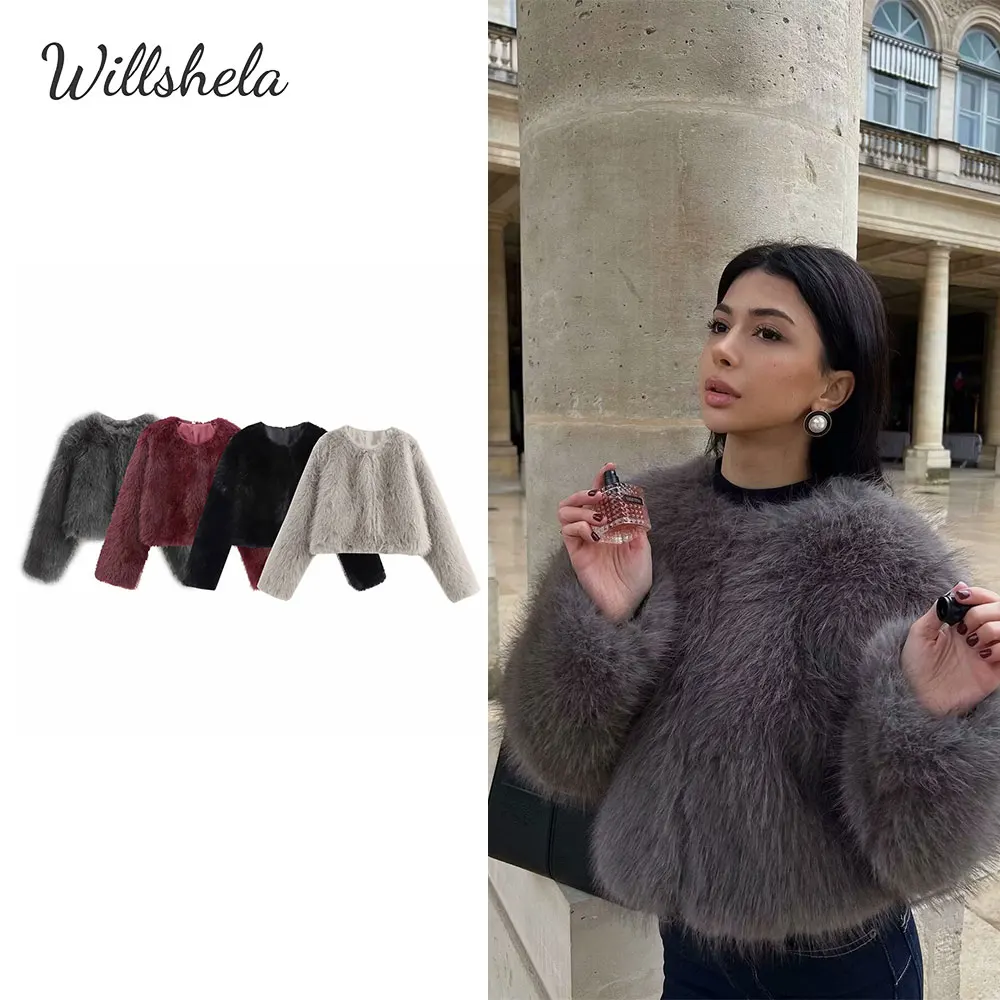 Willshela Women Fashion 2024 Winter Faux Fur Solid Jacket Coat Long Sleeves Female Chic Lady Casual Streetwear Outfits Mujer