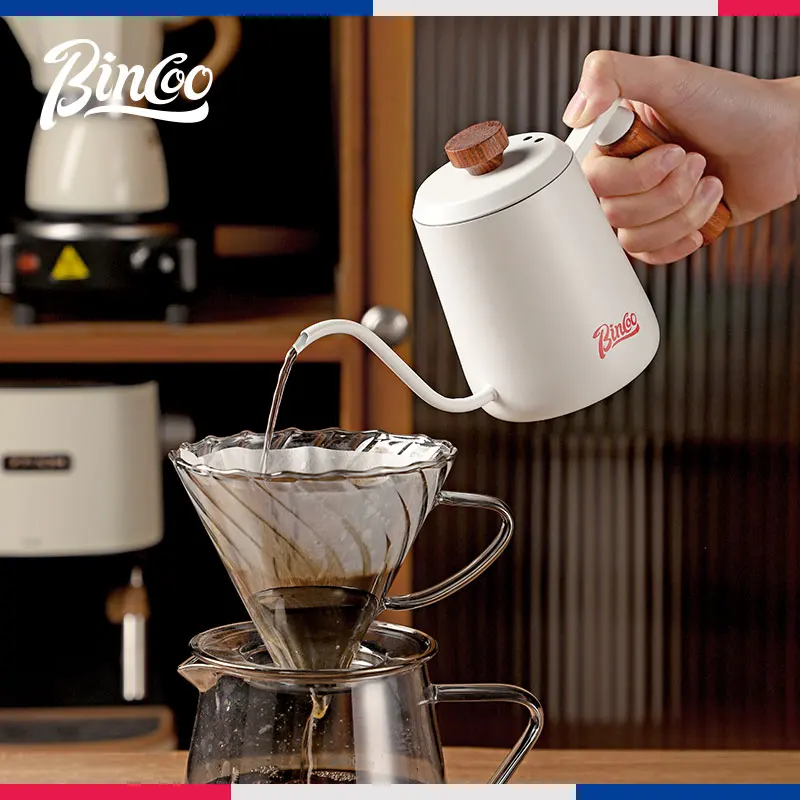 

Bincoo Long Spout Coffee Pot 350ml Stainless Steel Hand Drip Kettle with Cover for Precision Pouring