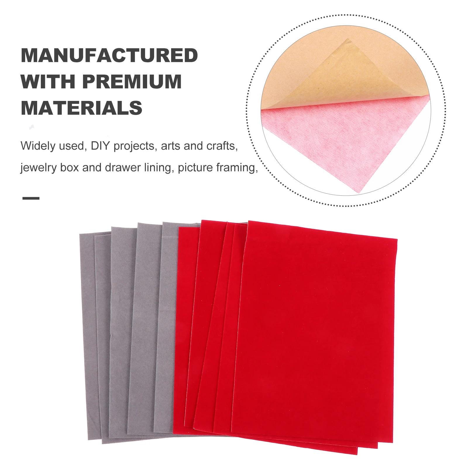 

10 Sheets Self adhesive Flocking Cloth Adhesive Backing Jewelry Drawer Lining Wrapping DIY Crafts Supplies Home Storage