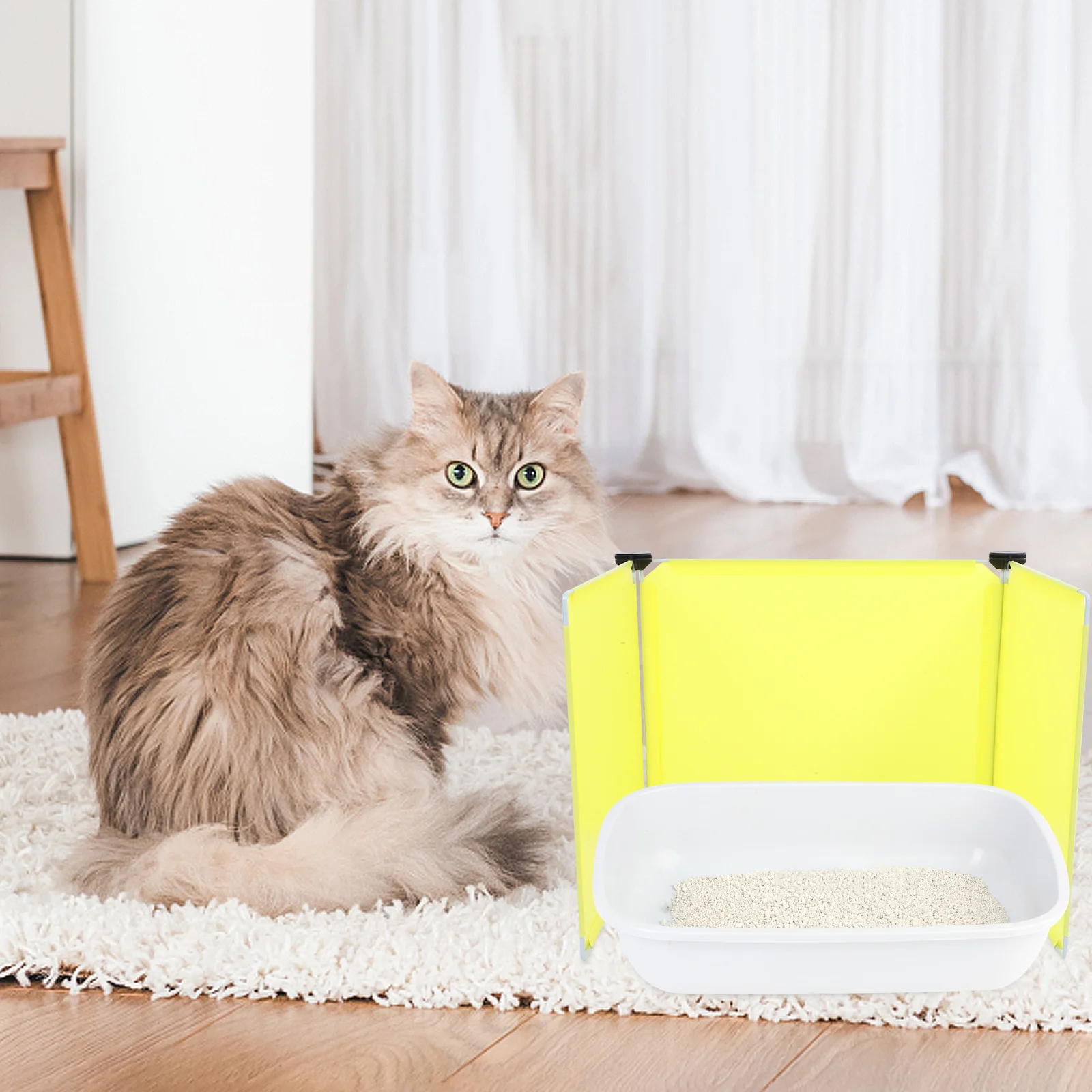 

3pcs Cat Litter Box Enclosure Spill Guard Privacy Shield Reusable Black Clips Easy Clean Tall Splash Guard For Large Litter Pan