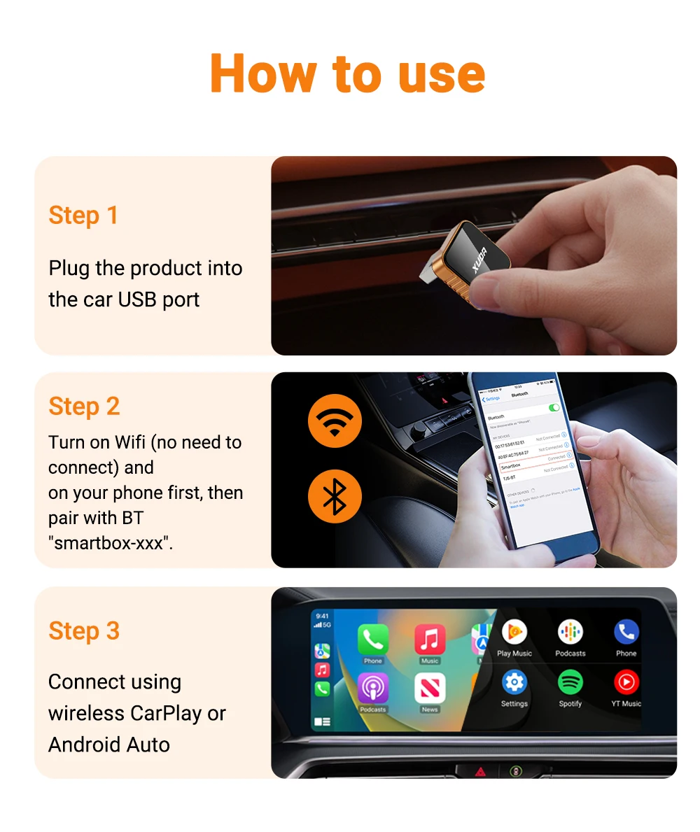 2026 2-in-1 Kabelloser CarPlay Dongle Kabelloser Android Auto Adapter AI Smart Box Intelligente Autosysteme für Fahrzeuge mit Kabel-CarPlay – Detail 11