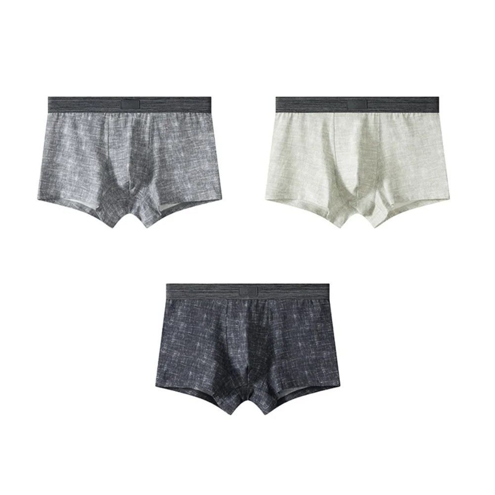 Mens Cotton Solid Underwear Breathable Boxer Shorts U-Convex Bulge Pouch Panties Daily Intimate Sexy Flat Corner Panties