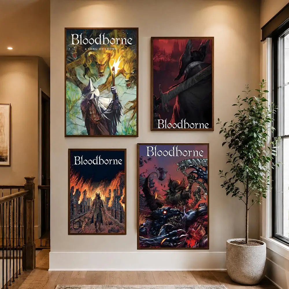 Game B-Bloodborne Poster HD Waterproof PP Self-Adhesive Removable Wall Art Poster for Bedroom Cafe Gym Home Decor Gift